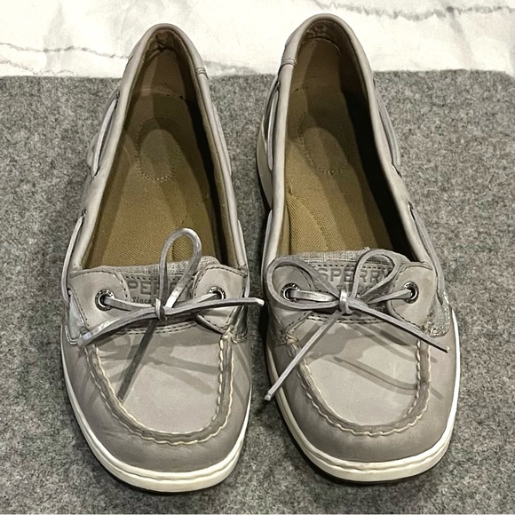 Sperry Angelfish Boat Shoes Preppy Casual Cute Everyday Gray & Silver Womens 9 - Picture 3 of 10